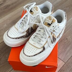 Nike White and Leopard Print Sneakers